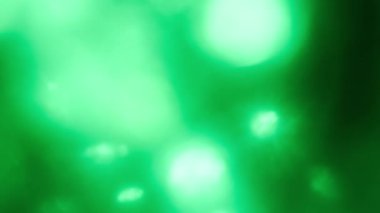 Renkli ışık sızıntısı. Bulanık yeşil lens, hareket stüdyosu yıldırımı parlak arka planda bokeh etkisi olan çelenk. Işık yanıp sönüyor, soyut arkaplan görüntüleri.