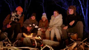 Sıcak giysiler içinde bir grup genç arkadaş gece vakti bir kış ormanında kamp ateşinde marşmelov kızartıyorlar. Sıcaklığın ve arkadaşlığın tadını çıkarıyorlar..