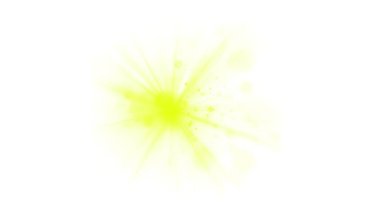 Parlak renkler ve soyut şekiller sergileyen sarı bir işaret fişeğinin canlı sanatsal tasviri. Şeffaf PNG arkaplanı
