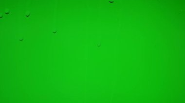 Islak bardağı damlayan su damlaları ve yağmur çizgileri ile kapatın, parlak yeşil krom anahtar arka planda, görsel efektler ve arka plan değişimi için mükemmel.