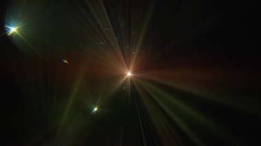 Canlı bir ışık patlaması, karanlık bir arkaplanda, kozmik bir yıldız patlamasını andıran göksel ve soyut bir görsel efekt yaratarak çok renkli parlamalar ve ışınlar yayar..