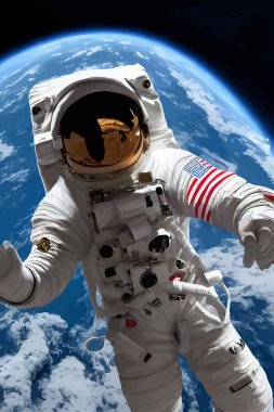 Astronot uzayda uçar. Vektör illüstrasyonu