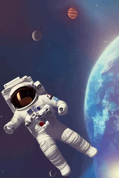Űrhajós Repül Űrben Vektorillusztráció — Stock Vector