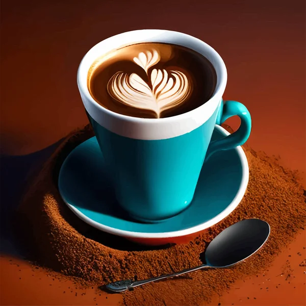 コーヒー コーヒー豆 コーヒーの絵のマグカップ ベクターイラスト — ストックベクタ
