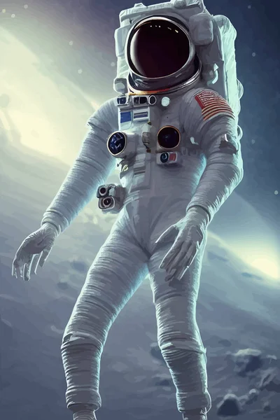 Astronaut Flies Outer Space Vector Illustration — Stock Vector