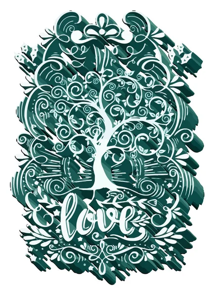 Drzewo Miłości Odcisk Koszulki Ilustracja Wektora — Wektor stockowy