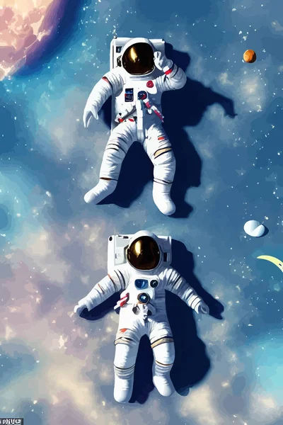 Astronauta Vuela Espacio Exterior Ilustración Vectorial — Archivo Imágenes Vectoriales