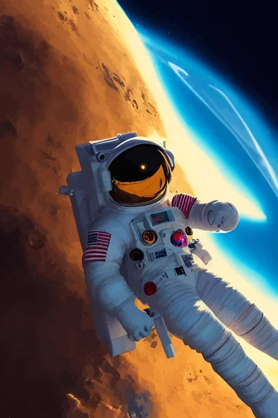 Űrhajós Repül Űrben Vektorillusztráció — Stock Vector