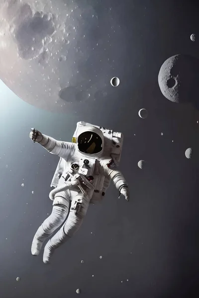 Astronaut Fliegt Weltraum Vektorillustration — Stockvektor