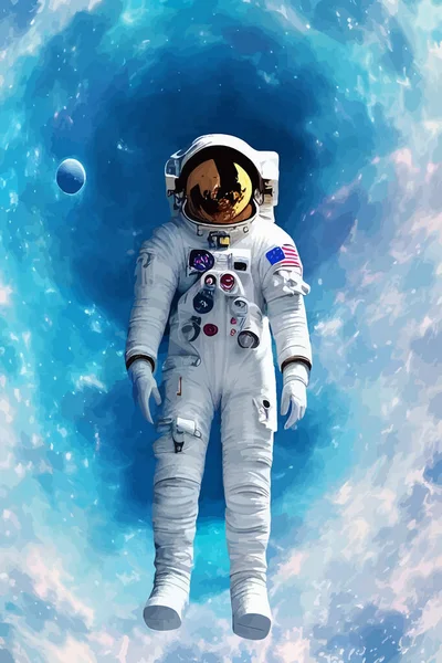 Astronaut Fliegt Weltraum Vektorillustration — Stockvektor