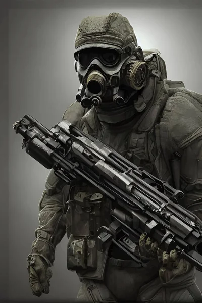 Soldat Futur Dans Exosquelette Illustration Vectorielle — Image vectorielle