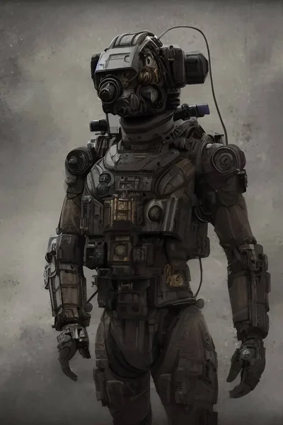 Soldado Futuro Num Exoesqueleto Ilustração Vetorial —  Vetores de Stock