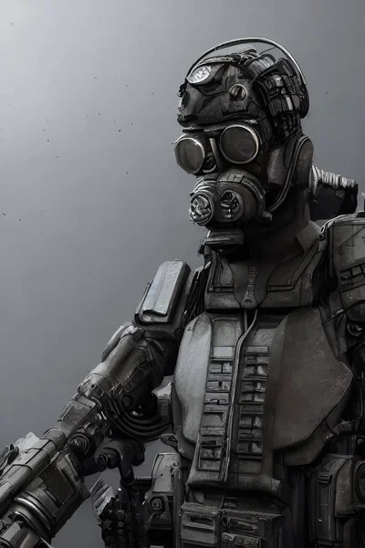 Voják Budoucnosti Exoskeletonu Vektorová Ilustrace — Stockový vektor