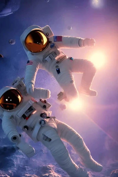 Astronauta Voa Espaço Ilustração Vetorial — Vetor de Stock
