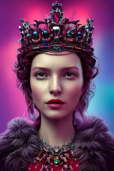 Hermosa Chica Una Corona Reina Ilustración Vectorial — Vector de stock