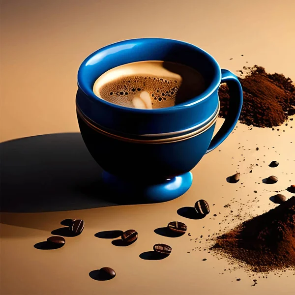 Kubek Kawy Ziarna Kawy Rysunek Kawie Ilustracja Wektora — Wektor stockowy
