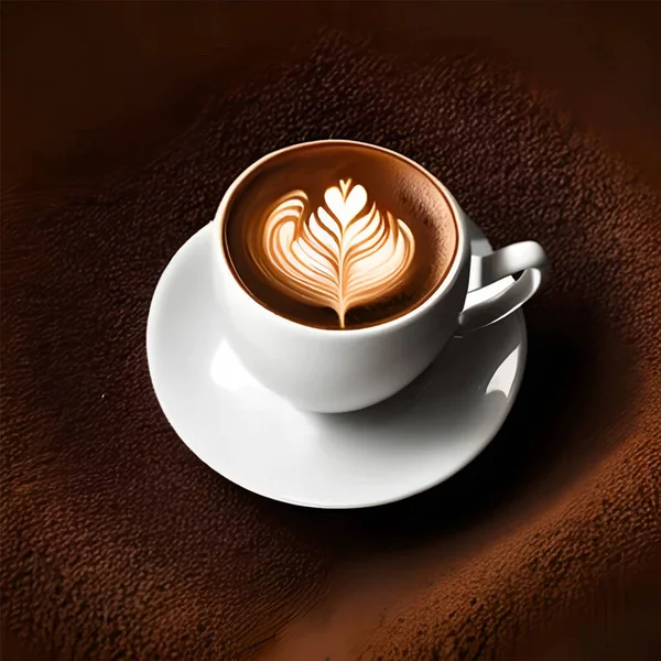 Eine Tasse Kaffee Kaffeebohnen Eine Zeichnung Auf Kaffee Vektorillustration — Stockvektor