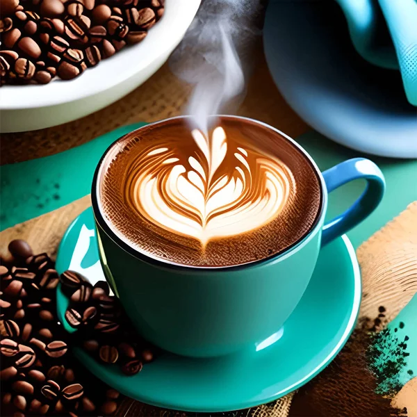 Egy Bögre Kávé Kávébab Egy Rajz Kávéra Vektorillusztráció — Stock Vector