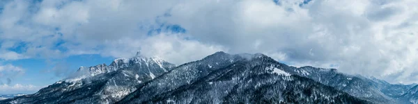 Зимняя Панорама Reutte Тироль Видом Duerrenberg Kohlberg Saeuling Облачным Небом — стоковое фото