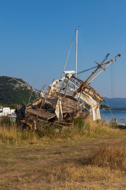 Wreck of an old ship in the area of Mala Neretva Croatia