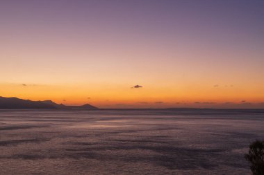 Beautiful landscape. Coast of the island of Crete - Greece area of Lerapetra Eden Rock. Beautiful sky at sunrise over the sea.