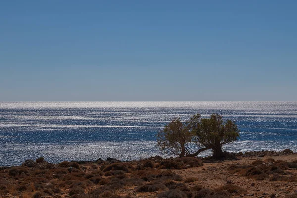 Beautiful landscape. Coast of the island of Crete - Greece area of Lerapetra Eden Rock. Beautiful sky at sunrise over the sea.