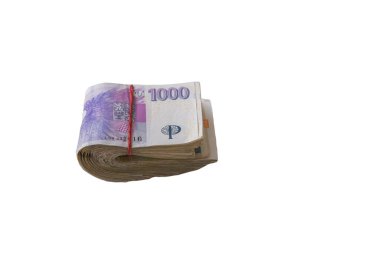Çek banknotları, 1000 CZK, beyaz arka planda izole edilmiş..