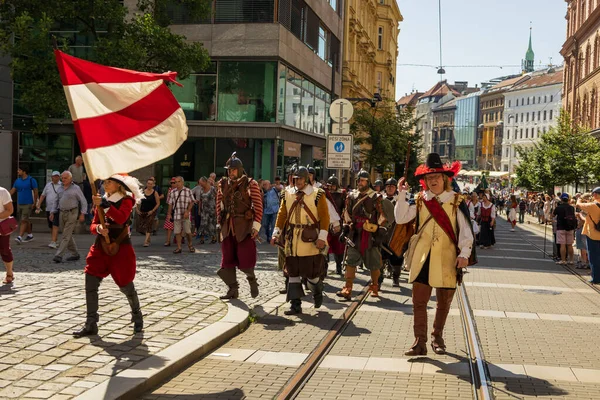 Brno Czechy Sierpnia 2023 Upamiętnienie Słynnego Zwycięstwa Obrońców Brna Marsz — Zdjęcie stockowe