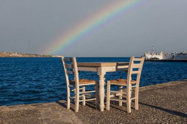 Beautiful seascape. Coast of the island of Crete - Greece area of Lerapetra. There are dramatic clouds in the sky.