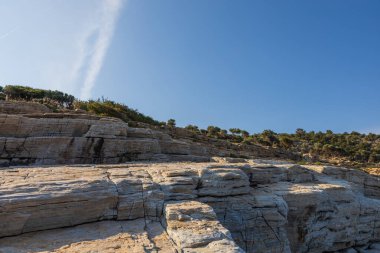 Thassos adasındaki güzel deniz manzarası - Giola lagünü - Zeus 'un Gözü