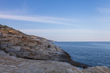 Thassos adasındaki güzel deniz manzarası - Giola lagünü - Zeus 'un Gözü