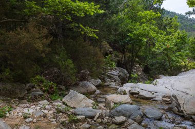 Thassos adasındaki tatlı su gölü Maries - dağlardan akan su - şelaleler