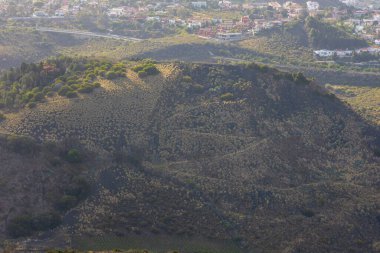 Deniz manzarası manzarası. Pico de Bandama ve Caldera İspanya 'da Gran Canaria' da