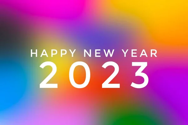 Happy New Year 2023 Розмитому Малюнку Синьо Жовтого Рожевого Кольорів — стокове фото