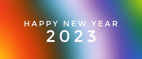 Happy New Year 2023 Blurred Hand Drawing Blue Yellow Pink — Stok Foto