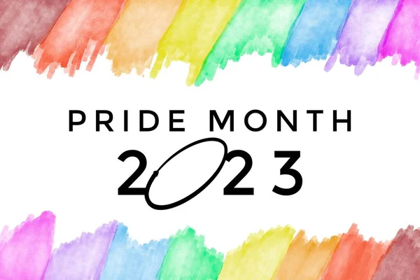 虹色の手描きの背景 世界中のLgbtq プライド月間のお祝いのための概念上の プライド月間2023 — ストック写真