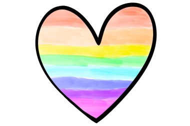Gökkuşağı renginde el çizimi, tüm dünyada gurur aylarında lgbtq kutlaması konsepti.