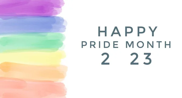 Drawing Rainbow Colours Texts Happy Pride Month 2023 Concept Lgbtq — Stock Photo, Image
