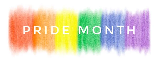 白い背景に描かれた虹色の プライド月間 誇り月 世界中でLbtのお祝いのための概念 — ストック写真