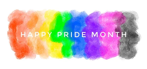 白い背景に描かれた虹色の ハッピープライド月間 誇り月 世界中でLbtのお祝いのための概念 — ストック写真