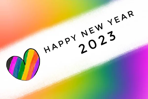 Rainbow Background Text Happy New Year Концепт 2023 Вітальної Листівки — стокове фото
