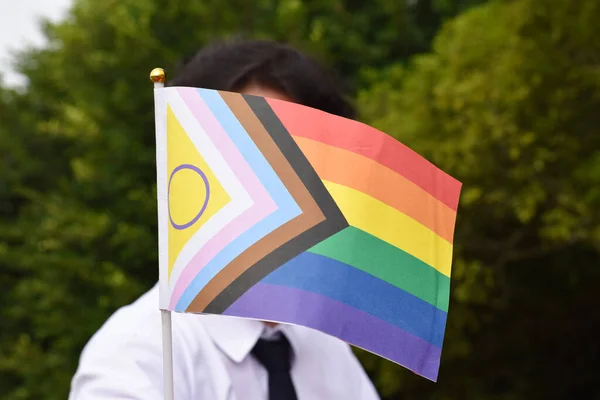 Флаг Лгбтк Созданный Бумаге Концепция Празднования Лгбтк Сообщества Уважение Гендерного — стоковое фото