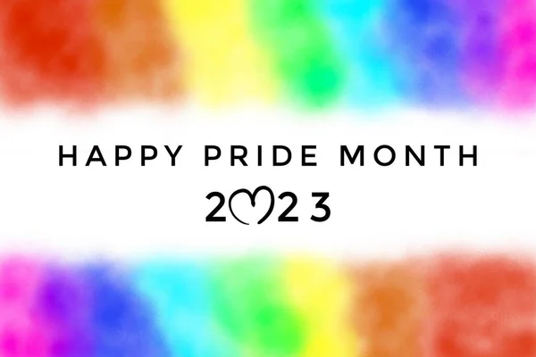 画彩虹色与文字快乐自豪的2023年 新年庆祝的理念 — 图库照片