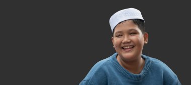 Isolated muslim or islamic boy with clipping paths.