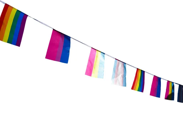 Bandeiras Arco Íris Isoladas Símbolo Lgbtq Ligado Com Fundo Com — Fotografia de Stock