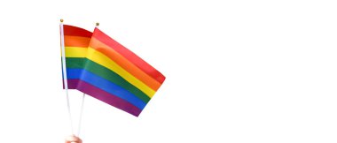 Mutlu Gurur Ayı 2023, LGBT sembolü ve gökkuşağı bayrağı ve bileklik konsepti.