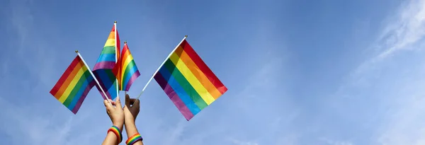 Rainbow Flag Raising Pride Month 2023 Concept — Stock fotografie