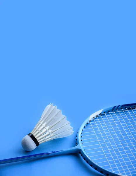 Cream Biały Badminton Shuttlecock Rakieta Podłodze Krytym Badminton Sąd Przestrzeń — Zdjęcie stockowe