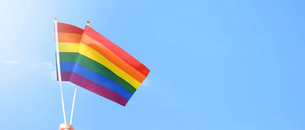Happy Pride Month 2023 Symbol Lgbt Koncept Duhové Vlajky Náramku — Stock fotografie