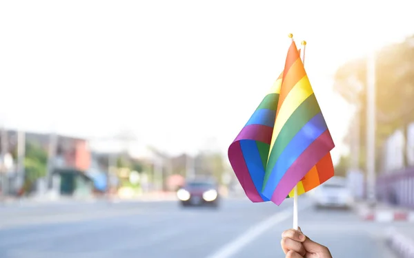 Happy Pride Month 2023 Символ Лгбт Радужный Флаг Концепция Браслета — стоковое фото
